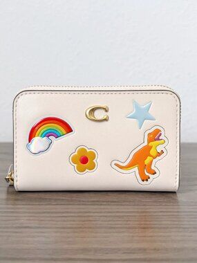 Coach Small Zip Around Card Case With Sticker Rexy Print